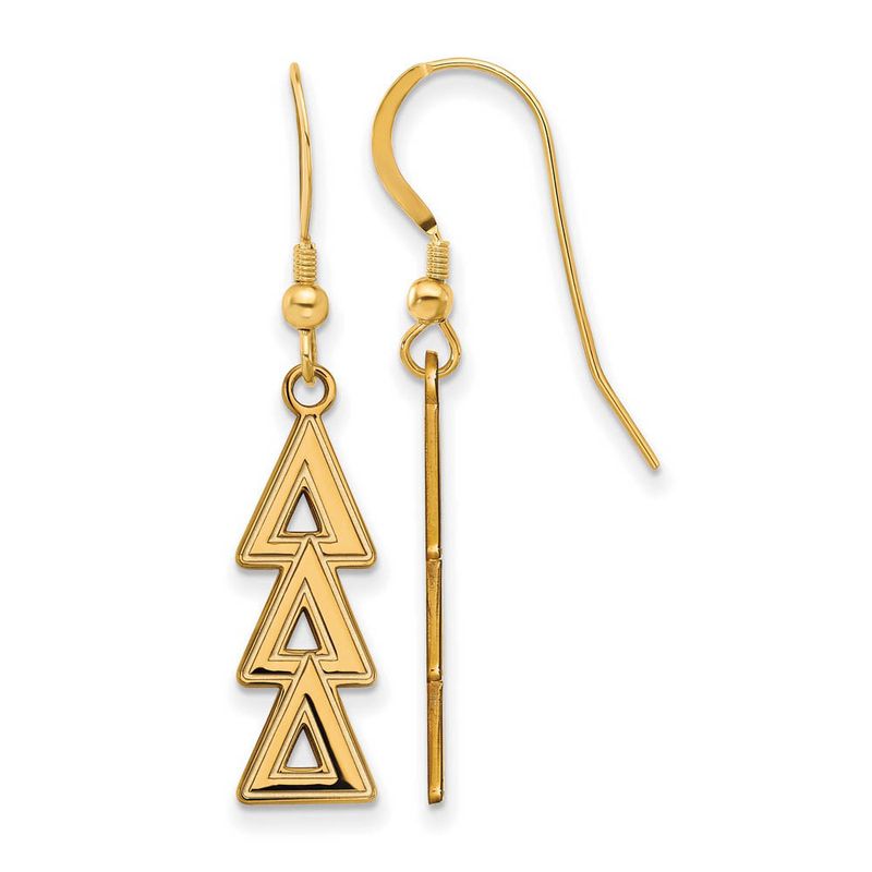 14k Plated Silver Delta Delta Delta Dangle Medium Earrings